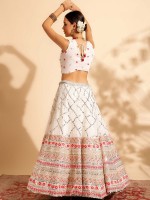 Off White Pure Georgette Readymade Lehenga Choli